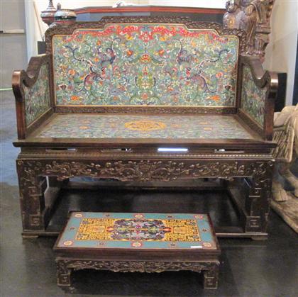 Appraisal: Chinese hardwood and cloisonn throneThe large and impressive throne extensively