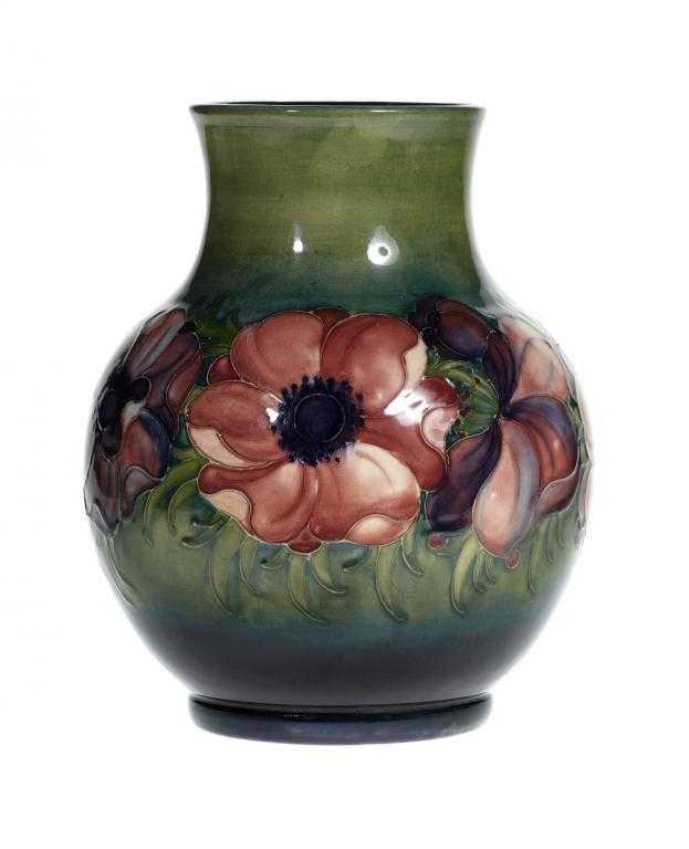 Appraisal: A MOORCROFT ANEMONE VASE DESIGNED BY WALTER MOORCROFT cm h