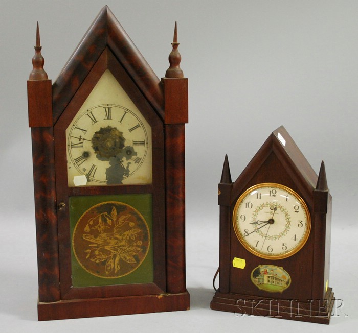 Appraisal: Two Mahogany Steeple Clocks a Wm L Gilbert with thirty-hour