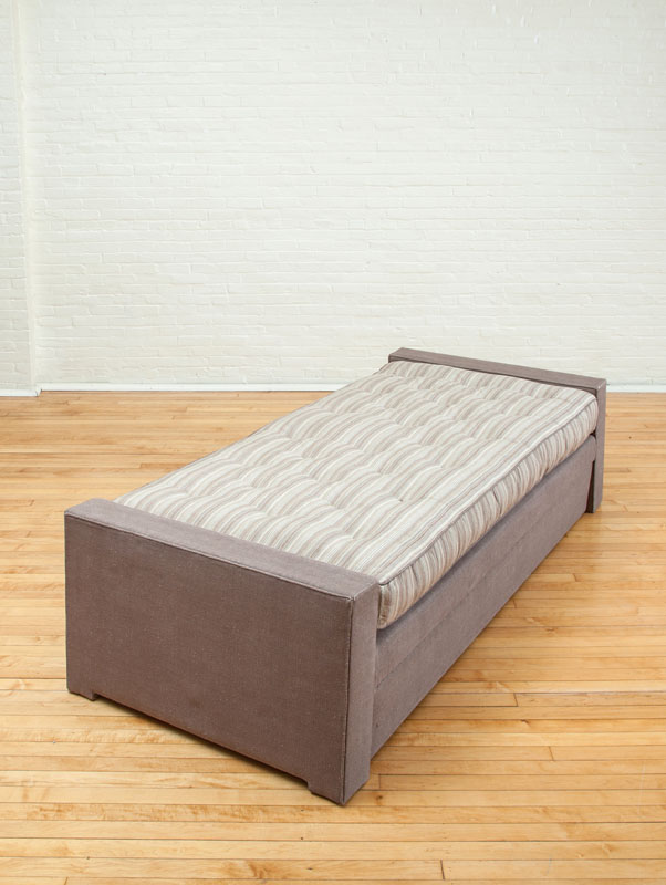 Appraisal: CHARLES H BECKLEY CUSTOM UPHOLSTERED TRUNDLE BED in x ft