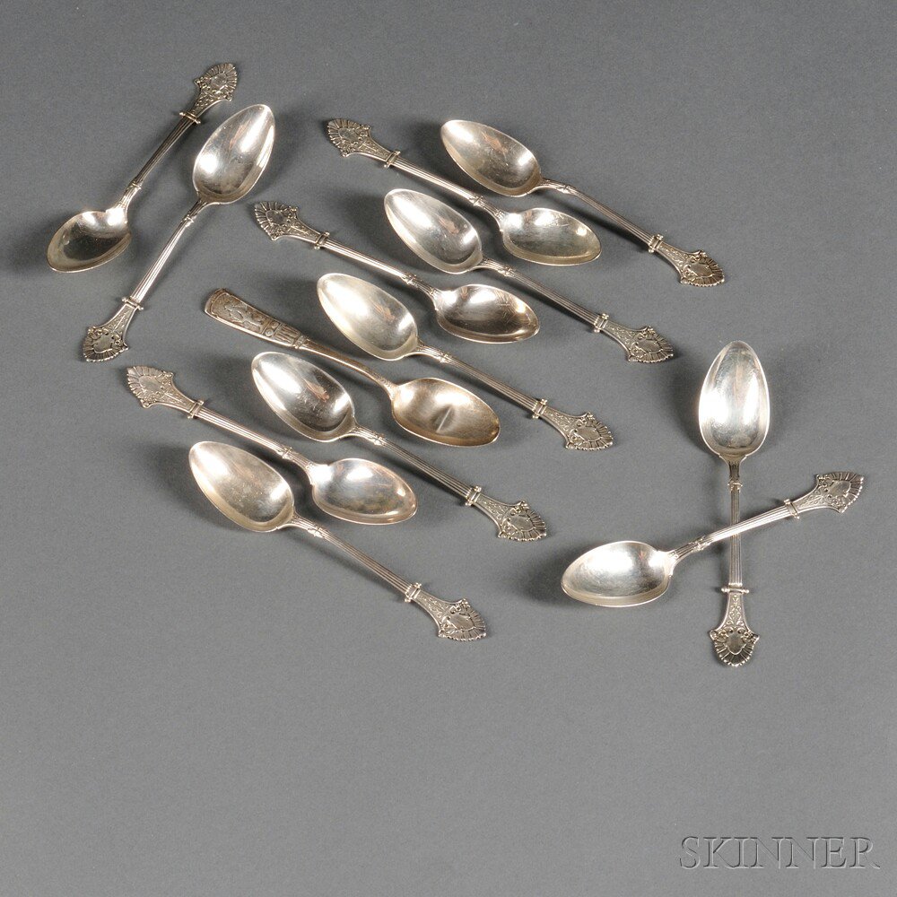 Appraisal: Thirteen Gorham Sterling Silver Teaspoons Providence Rhode Island last quarter