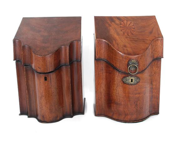 Appraisal: English mahogany knife boxes th century crossbanded H W D