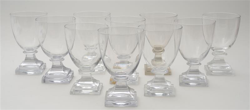 Appraisal: SET OF TEN ENGLISH GLASS WATER GOBLETS Each with a