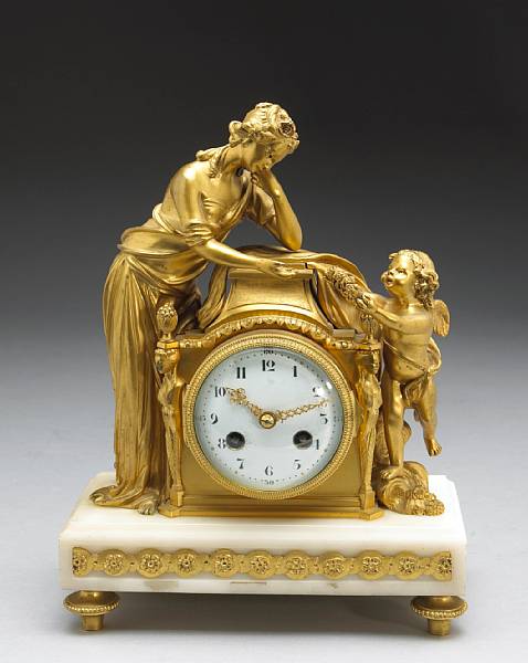 Appraisal: A Louis XVI style gilt bronze mounted mantle clock early