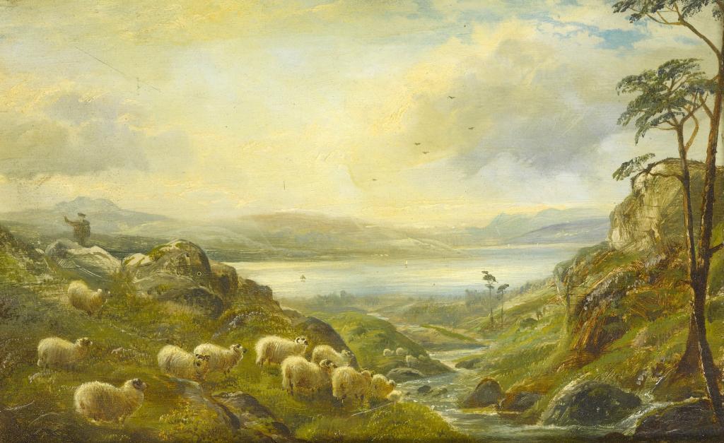 Appraisal: ROBERT WATSON - SHEEP ON A HILLSIDE signed and dated