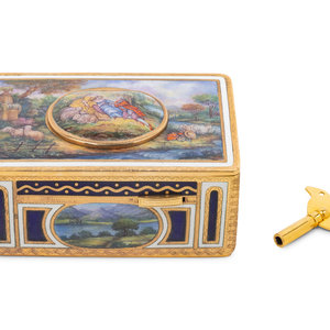 Appraisal: A Continental Enameled Singing Bird Automaton Box Early th Century