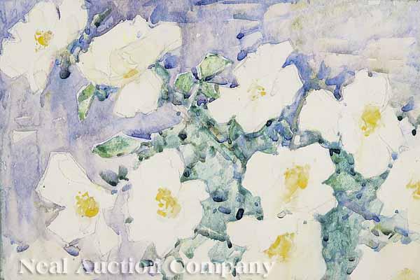 Appraisal: Attributed to Ellsworth Woodward American Louisiana - White Roses watercolor