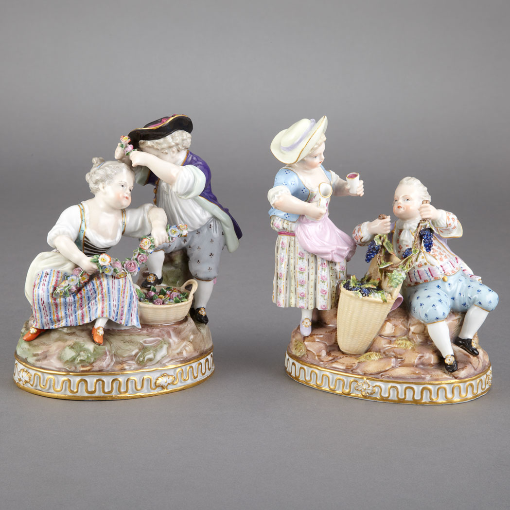 Appraisal: Pair of Meissen Porcelain Figural Groups Late th early th