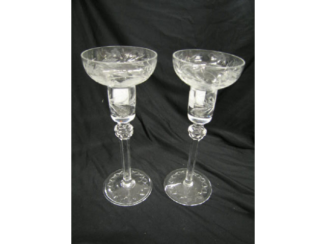 Appraisal: Pair of Cut Crystal Candlesticks