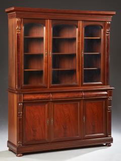 Appraisal: English Style Carved Mahogany Bookcase Cupboard English Style Carved Mahogany