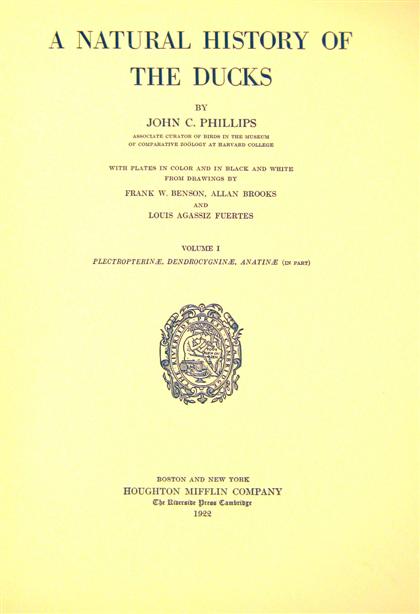 Appraisal: vols Phillips John Charles A Natural History of The Ducks