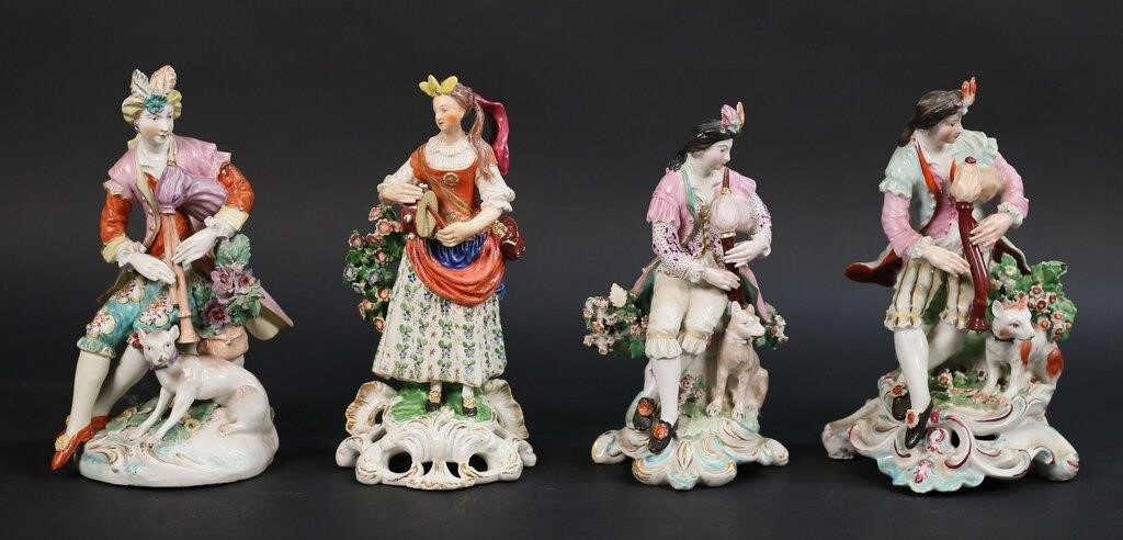 Appraisal: DERBY STYLE PORCELAIN FIGURES Derby or Chelsea style porcelain figures