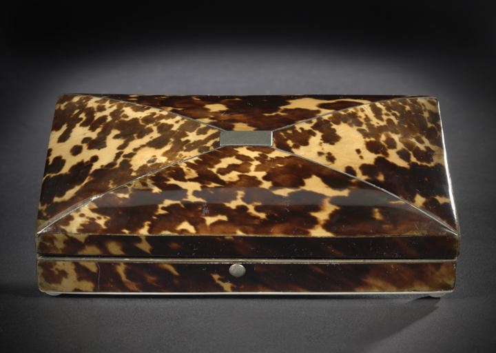 Appraisal: Edwardian Tortoiseshell Desk Box ca of rectangular slightly domed form