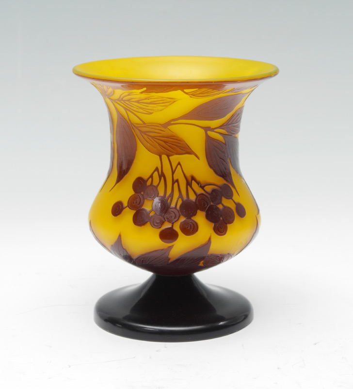 Appraisal: LOETZ YELLOW CAMEO GLASS VASE Unsigned attribution to Loetz foliate