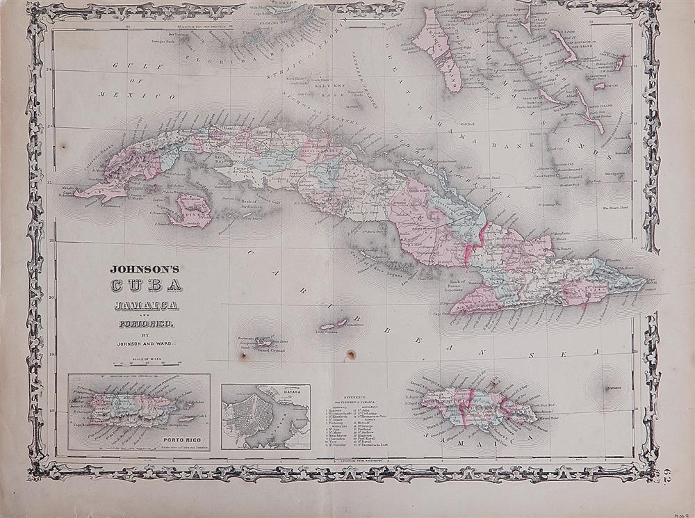 Appraisal: Map Johnson's Cuba Jamaica and Puerto Rico New York circa