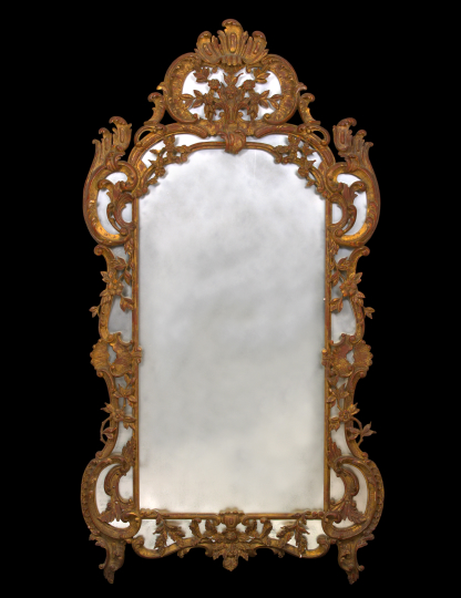 Appraisal: Large Italian Carved Giltwood Looking Glass in the th-century rococo