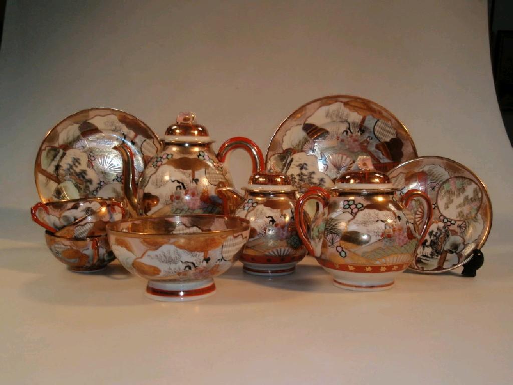 Appraisal: A Japanese eggshell tea service painted and gilt with figural