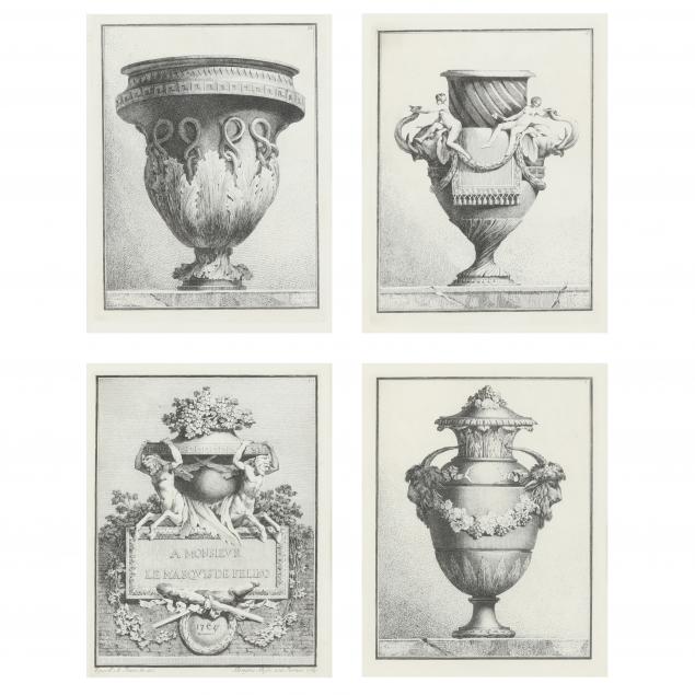 Appraisal: FOUR TH-CENTURY ENGRAVINGS FROM SUITE DES VASES TIR E DU