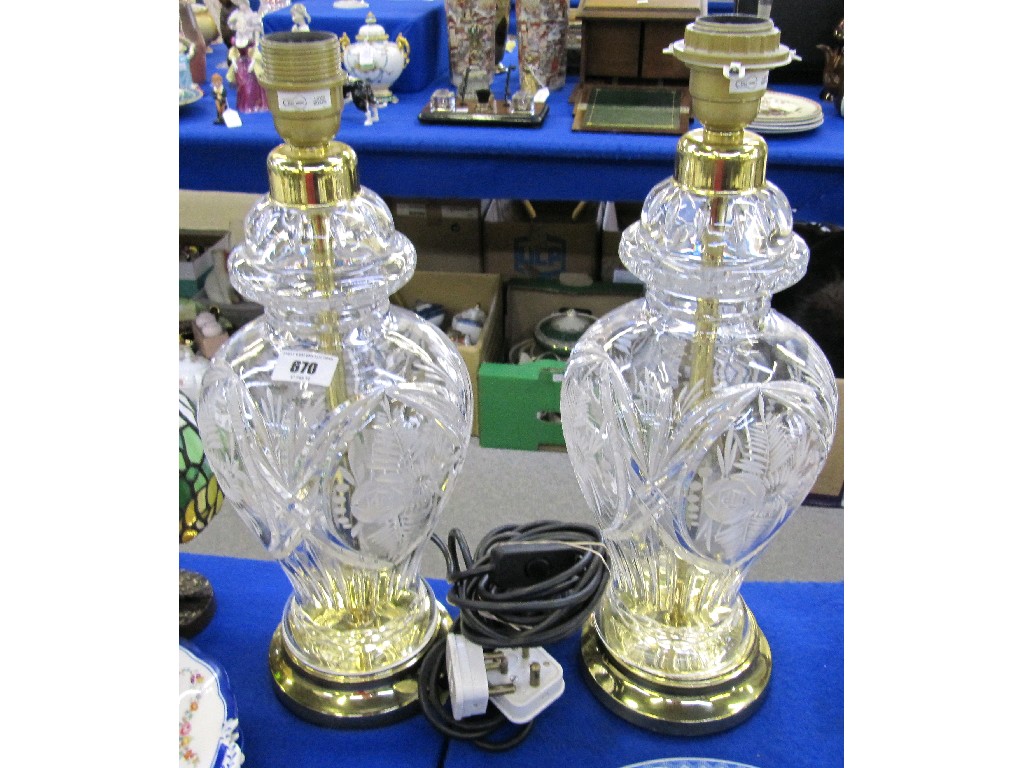 Appraisal: Pair of crystal lampbases