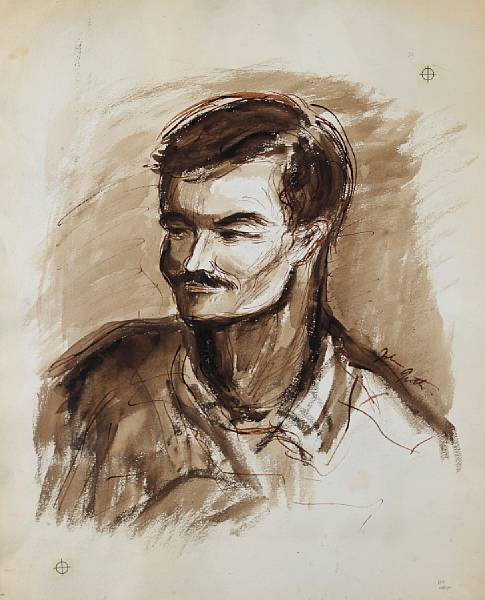 Appraisal: HEMINGWAY ERNEST Groth John b Watercolor on paper by inches