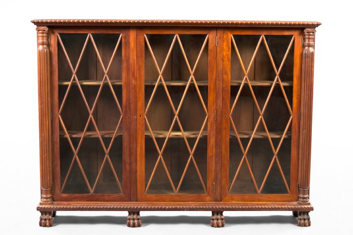 Appraisal: American Colonial Revival Mahogany Triple-Door Bookcase in the manner of