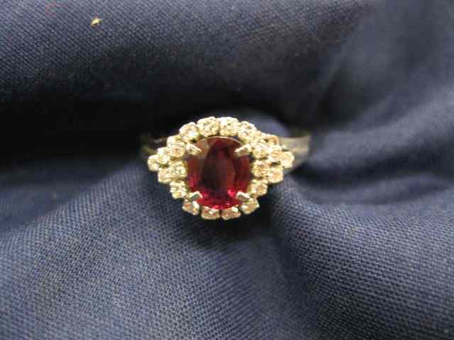 Appraisal: Ruby Diamond Ring carat oval cushion cut gem with diamonds