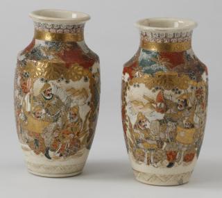 Appraisal: Japanese Satsuma vases h Pair of Japanese Satsuma ceramic vases