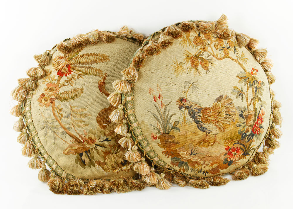 Appraisal: - th C Aubusson Tapestry Pillows th century Aubusson tapestry