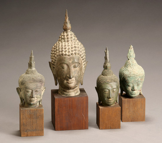 Appraisal: Four Thai Bronze Heads of the Buddha Th ng C