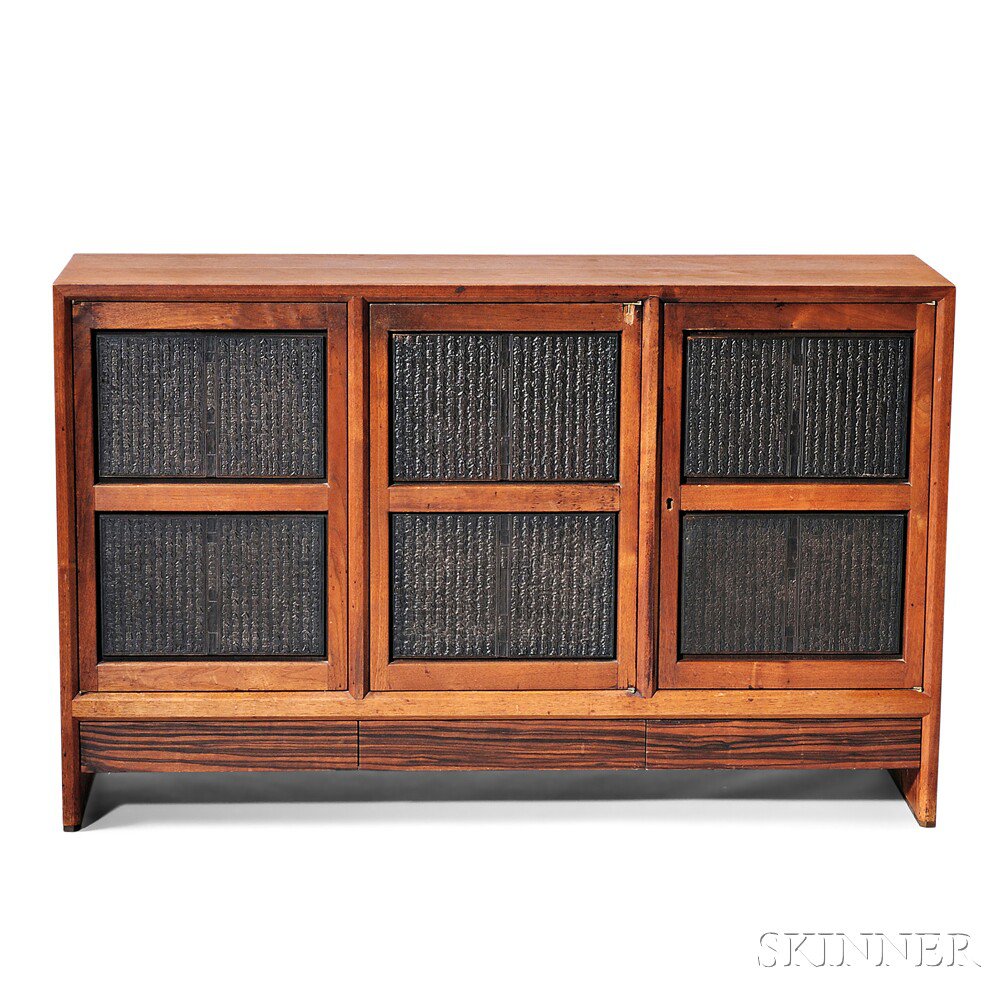 Appraisal: Rare Edward Wormley for Dunbar Custom Credenza Walnut rosewood brass