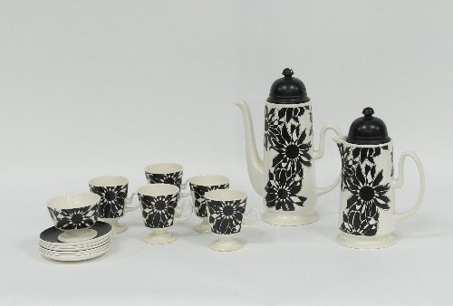 Appraisal: A Carlton Ware coffee and tea service decorated black daisies