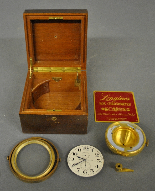 Appraisal: - Longines chronometer mahogany box and dial- missing the works