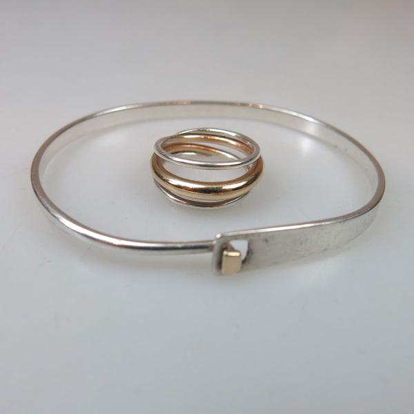 Appraisal: Ed Levin Sterling Silver And k Yellow Gold Ring And