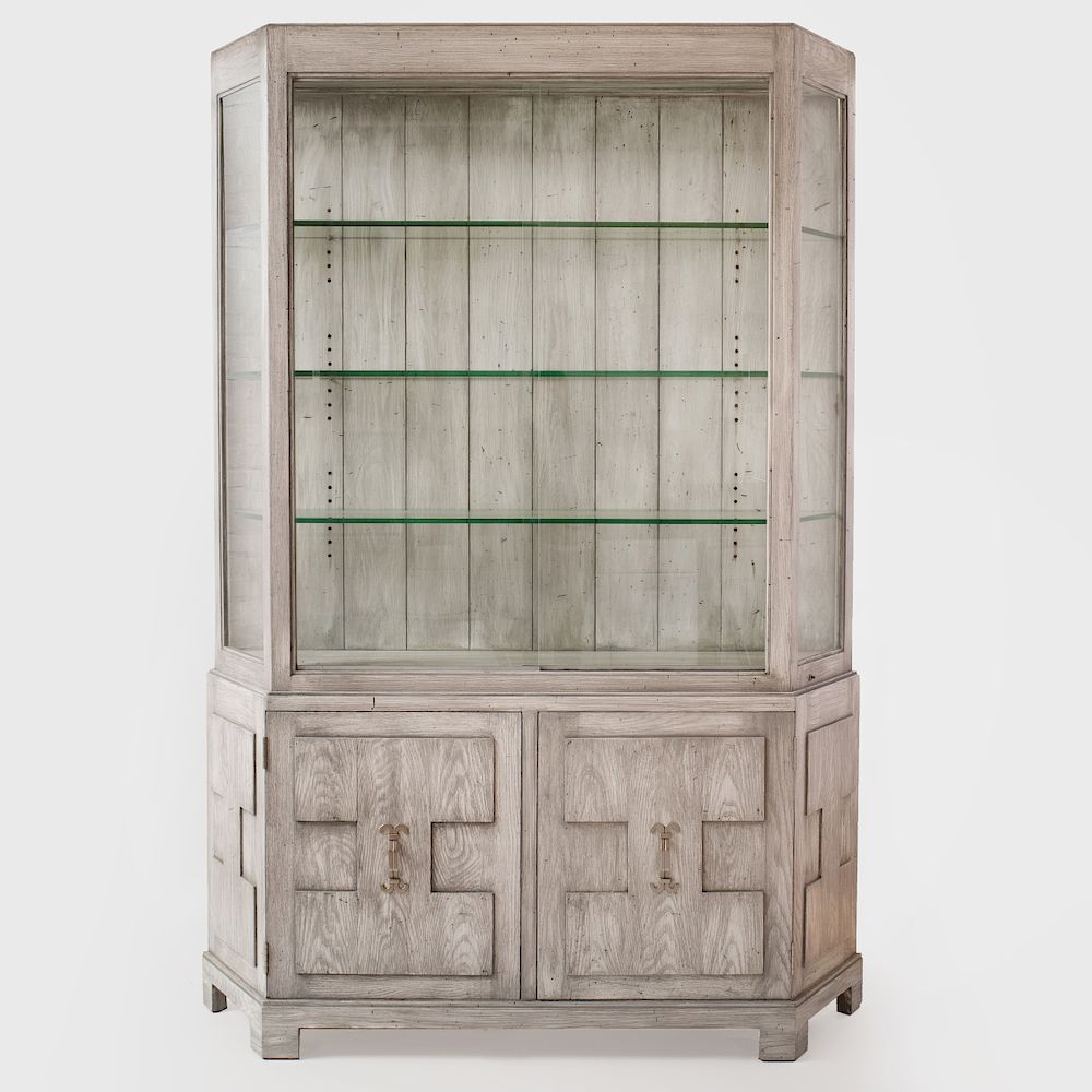 Appraisal: Modern Cerused Oak Vitrine Cabinet in the Style of James