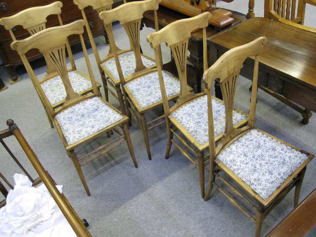 Appraisal: Set of six beech kitchen chairs