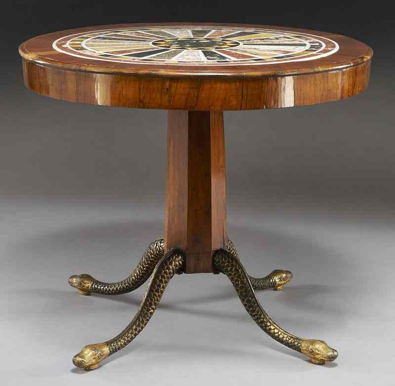 Appraisal: Early Victorian specimen marble center table the circular top with