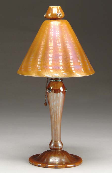 Appraisal: TIFFANY STUDIOS FAVRILE LAMP Arabian lamp with gold iridescent zipper