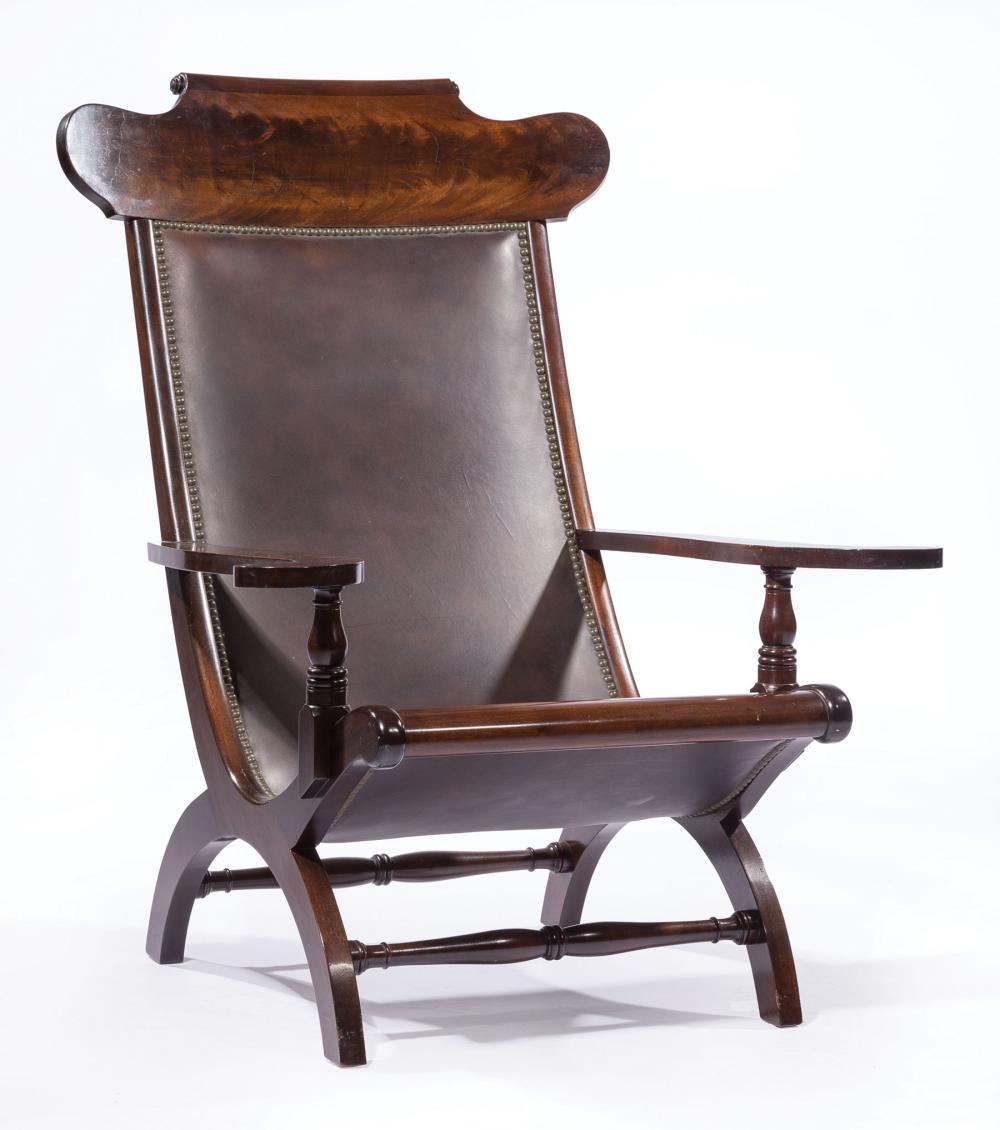 Appraisal: New Orleans Carved Mahogany Campeche Chair dated signed Kohlmaier Kohlmaier