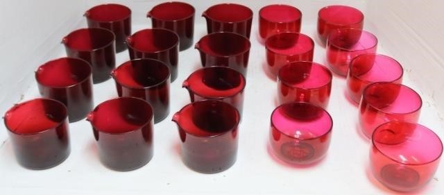 Appraisal: LOT OF TWENTY-ONE PIECES OF RUBY AND CRANBERRYGLASS TO INCLUDE