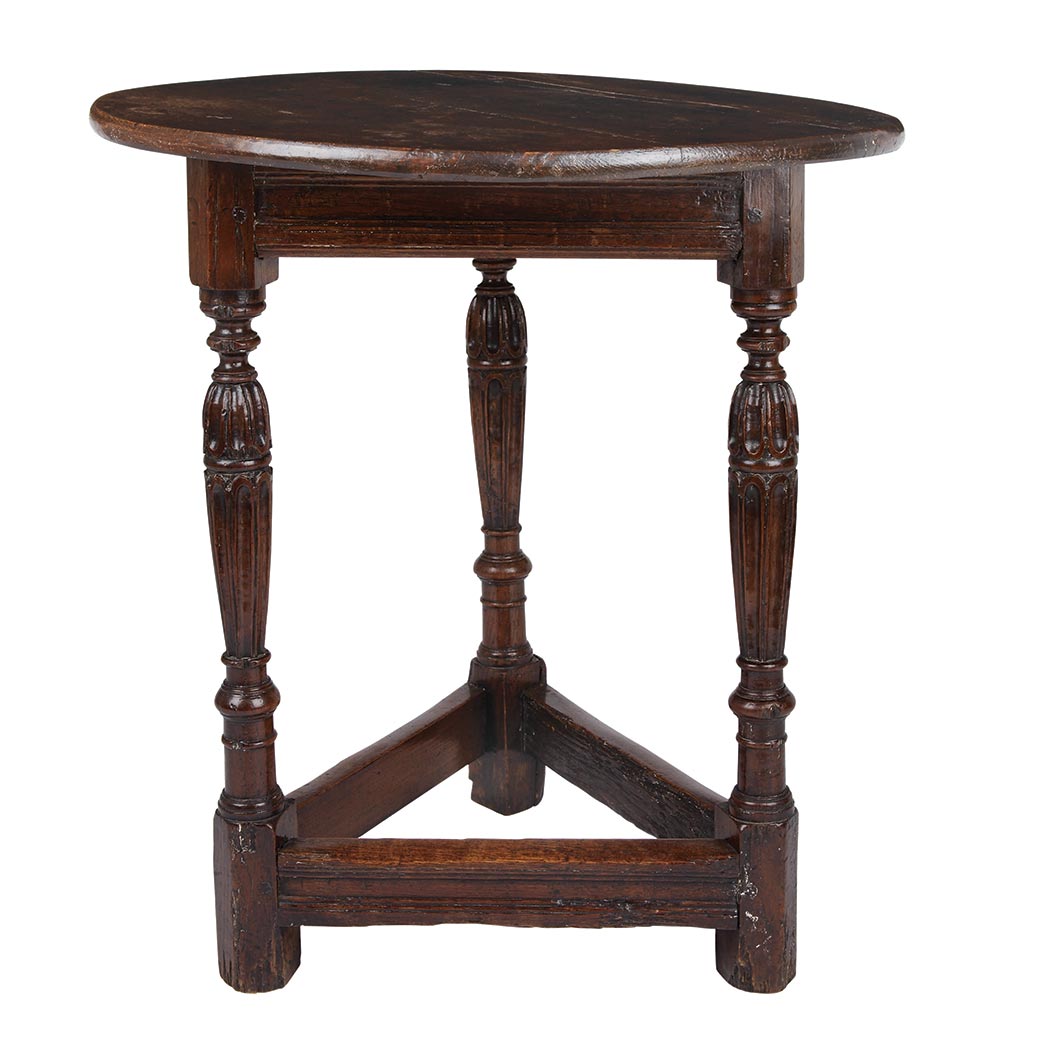 Appraisal: Dutch Baroque Oak Side Table th th Century The circular