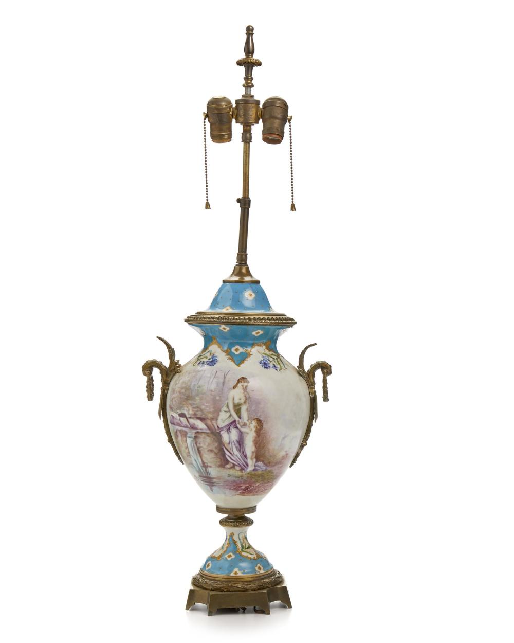 Appraisal: A S vres-style table lamp Fourth-quarter th Century With Sevres-style