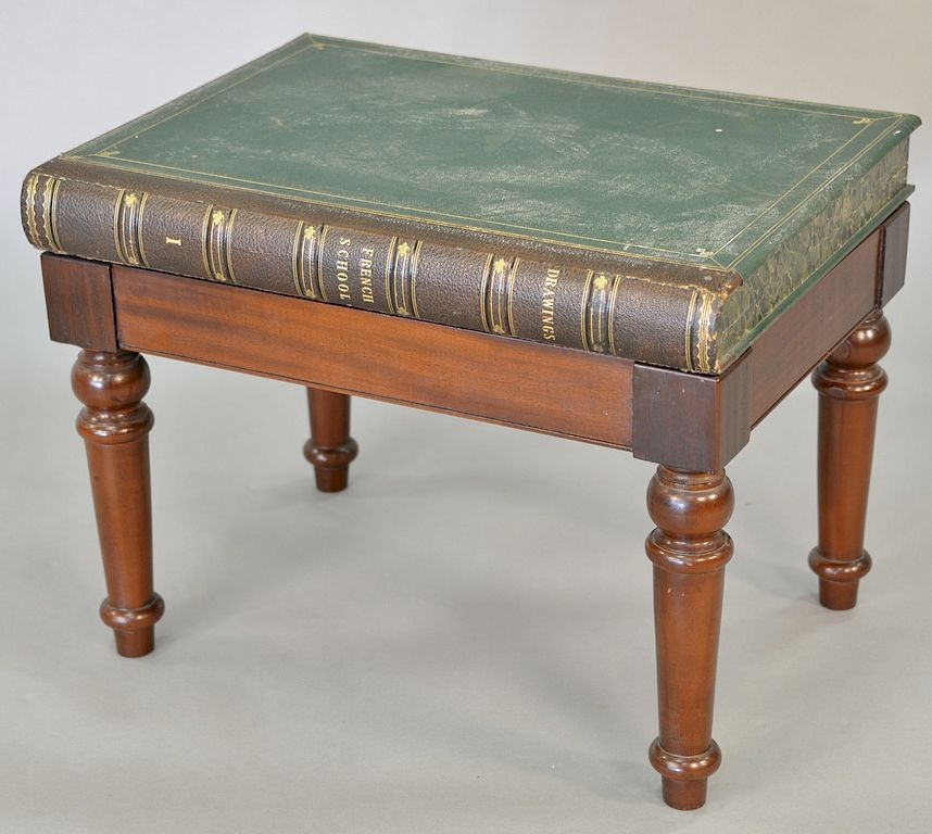 Appraisal: Book-form low table with spine marked DRAWINGS on turned mahogany