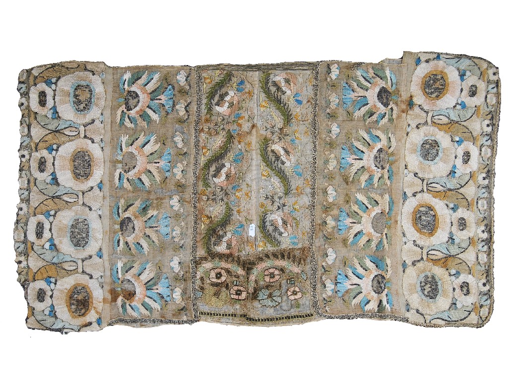 Appraisal: Fine Ottoman Turkish 'Islemeler' embroidery silk silver and gilt on