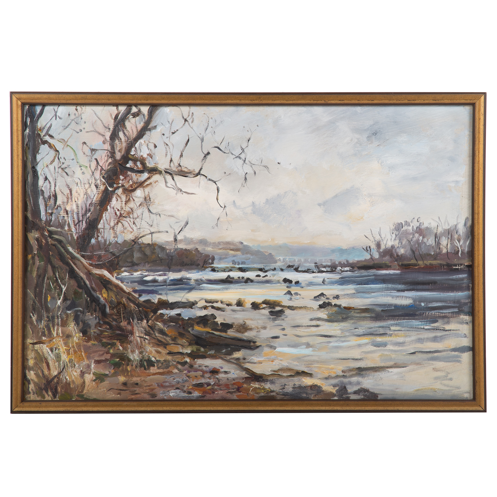 Appraisal: RAOUL MIDDLEMAN WINTER RIVER SCENE OIL American - Oil on