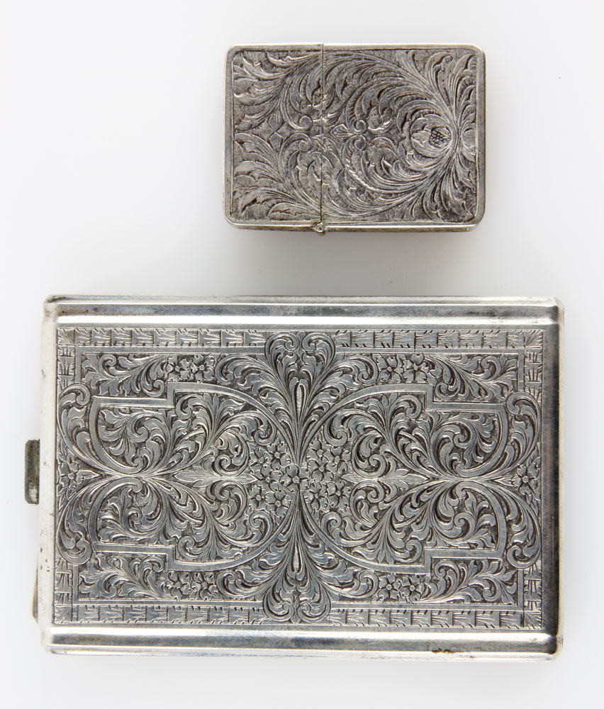 Appraisal: - Continental Silver Cigarette Case Continental cigarette case silver engraved