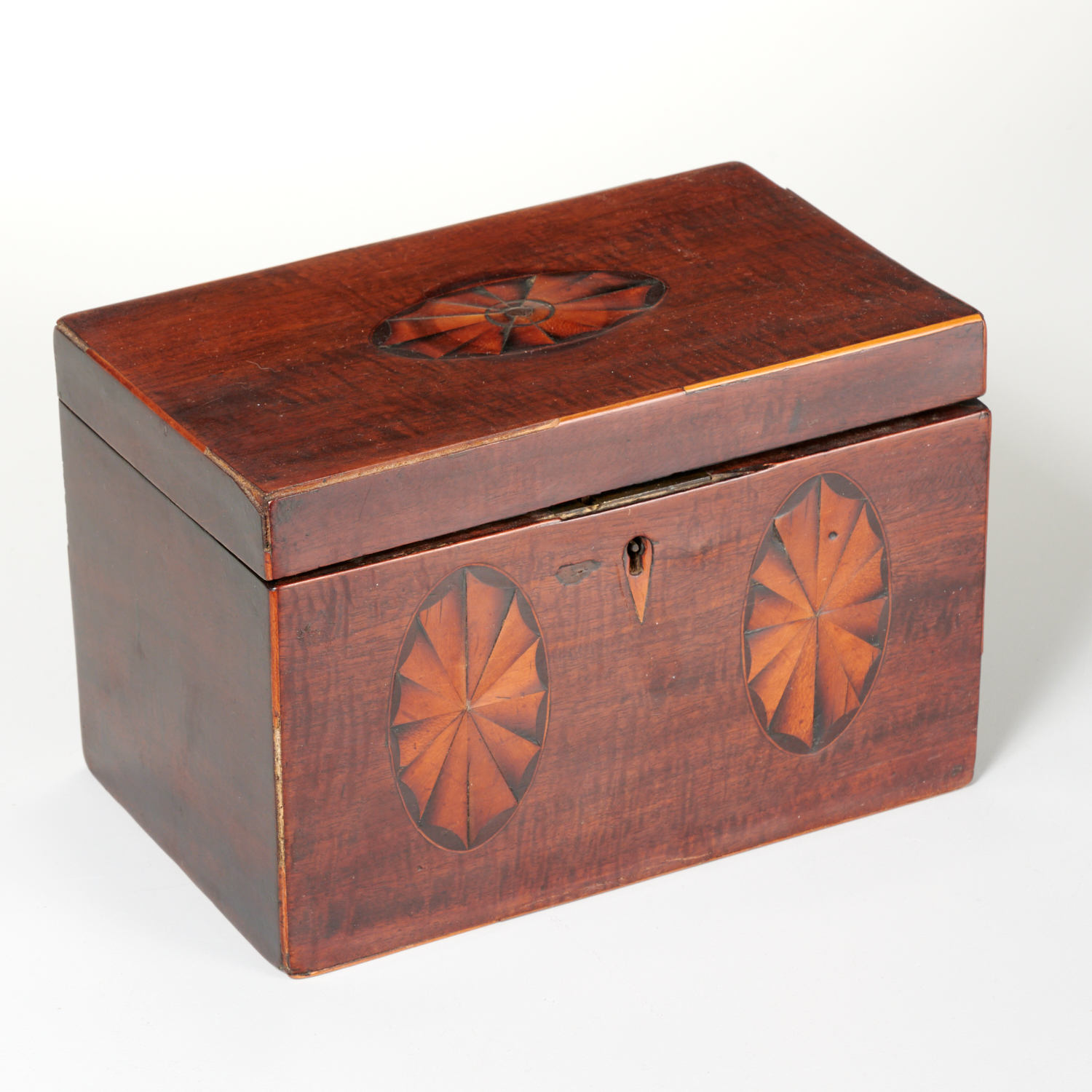 Appraisal: GEORGE III STYLE MAHOGANY TEA CADDY th c with inlaid