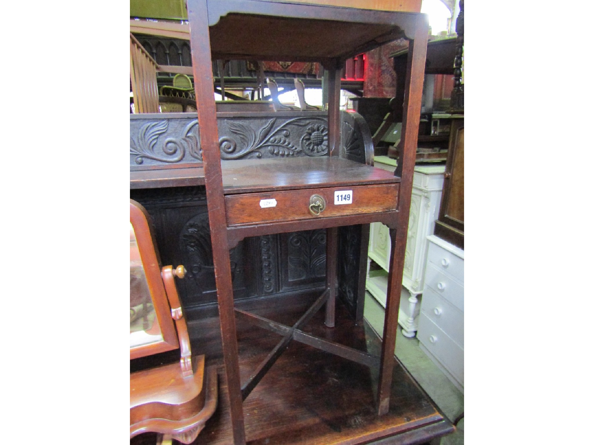 Appraisal: A Georgian mahogany two tier washstand of square cut form