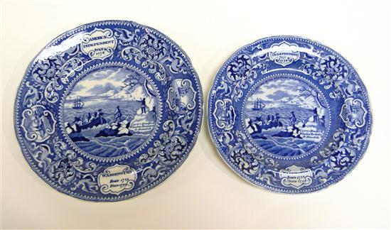 Appraisal: Staffordshire two blue transfer-ware plates both marked ''America Independent July