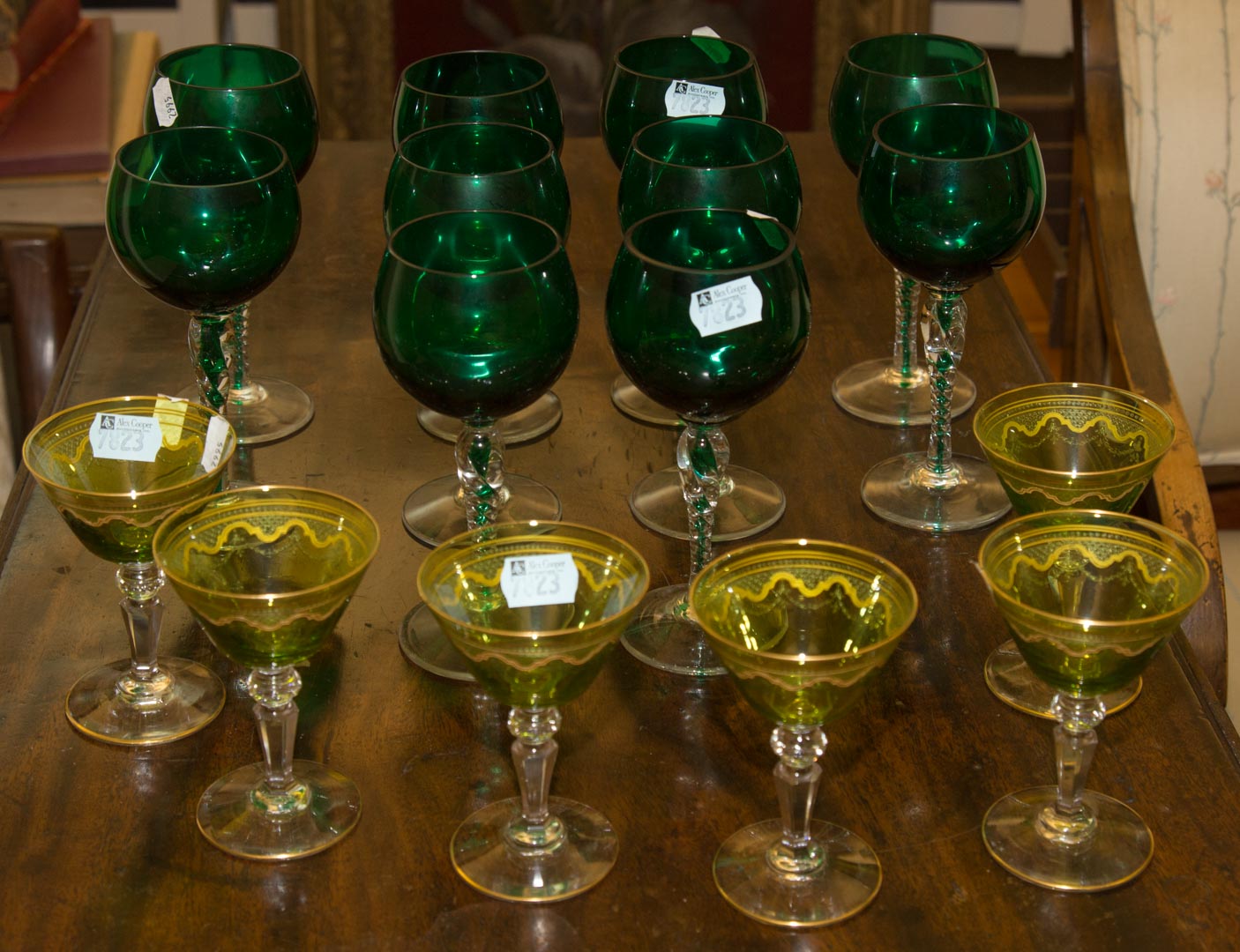 Appraisal: Two groups of colored stemware