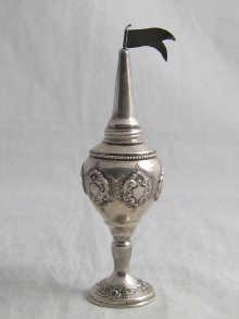 Appraisal: A white metal tests silver spice tower approx cm high